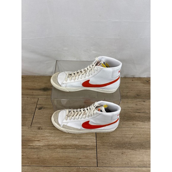 Nike Blazer Mid 77 Vintage White Orange Swoosh Men's High Top Shoes BQ6806 110 - Picture 9 of 10
